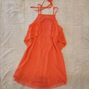 BCBGeneration Flowing Lace And Chiffon Dress